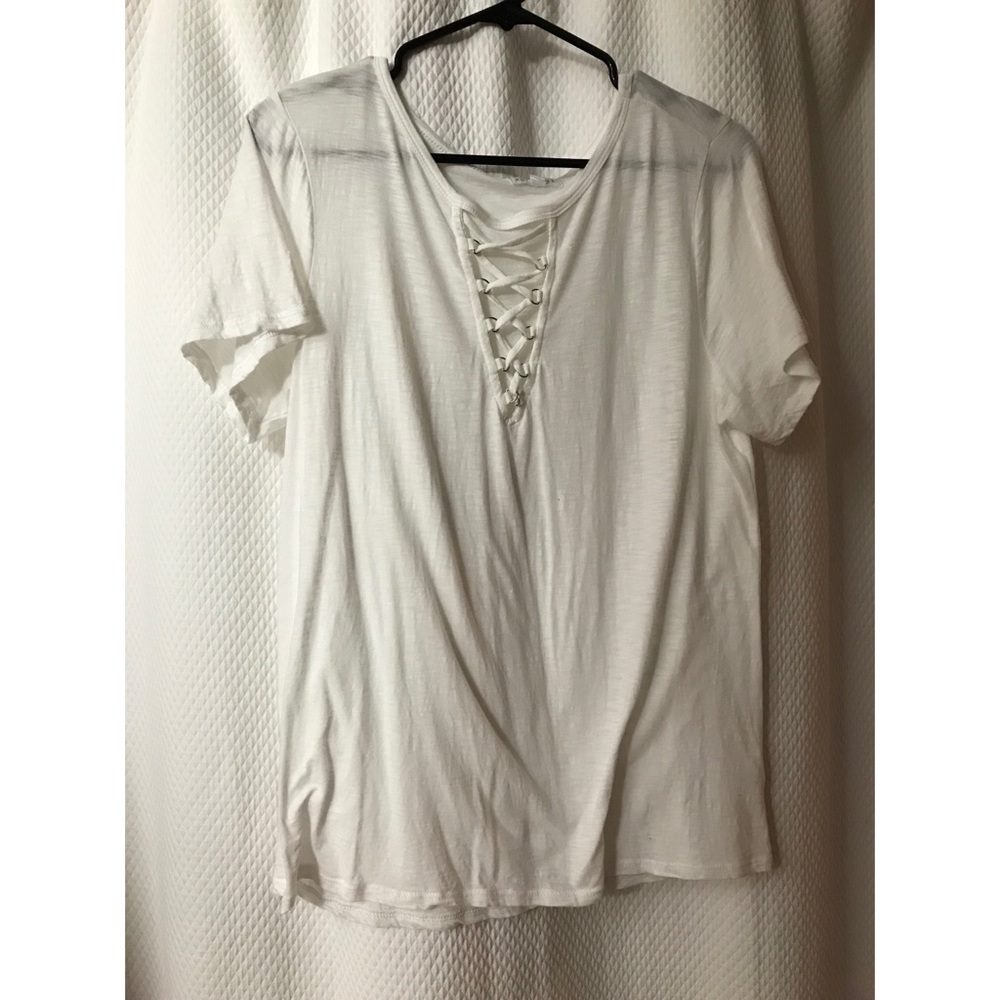 Lace up white tee